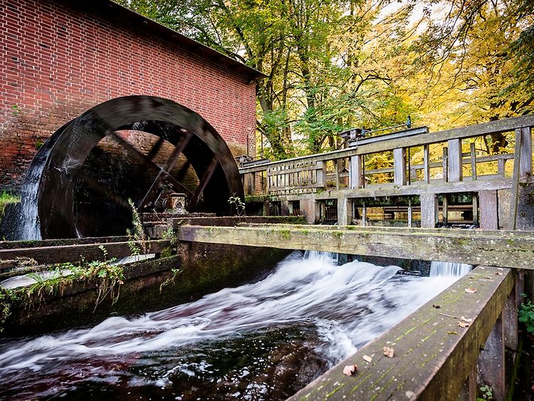  Water mill with wooden breastshot wheel